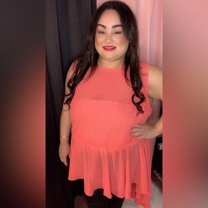 High low coral top in a size 22/24